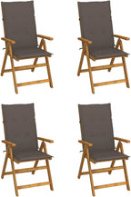 Patio Reclining Chairs 4 pcs with Cushions Solid Acacia Wood Balcony Chairs Camping Chair Accent Chair Outdoor Chairs for Bedroom Dining Outdoor Patio