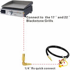 Low Pressure 1/4inch RV Quick Connect Adapter,Propane Quick Connect Conversion Fitting with Elbow (90 Degree) for Blackstone 17 Inch and 22 Inch Propane Gas Tabletop Camping Grill