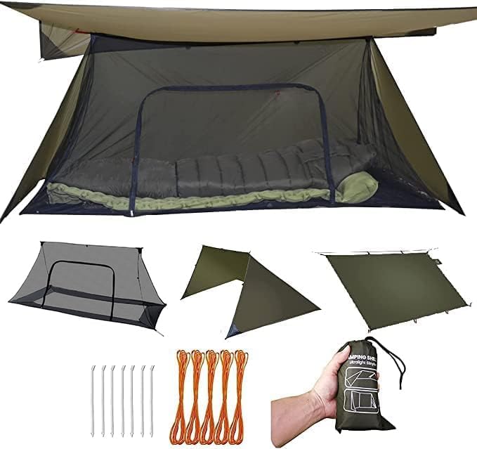 onewind Shelter, Camping Tarp Set Include Emergency Shelter, BugNet and Tent Footprint, Ripstop Silnylon with Silicone PU Coating Survival Shelter Tent for Camping, Hiking, Backpacking