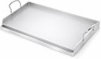 Utheer 25" x 16" Ceramic Nonstick Stainless Steel Griddle for Gas Grill, Charcoal, Oven, Large Stove Top Griddle, Non-Toxic, PFAS/PFOA/PTFE Free, Oven Up to 500°F, for BBQ, Camping & Kitchen, Sliver
