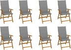 Folding Patio Chairs with Cushions,Bistro Chair,Patio Funiture,Lawn Chairs,Armchair,Beach Chair,Camp Chair,Coffee Chair,for Outdoor,Fire Pit,Deck,Lawn,Outside,Garden, 8 pcs Solid Acacia Wood