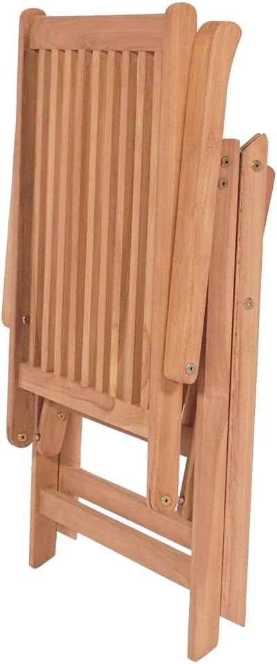 Reclining Patio Chairs 6 pcs,Bistro Table and Chairs Outdoor,Portable Camping Chair,Lawn Chair,Garden Chair,7 Reclining Positions,for Yard, Balcony, Porch, Solid Teak Wood