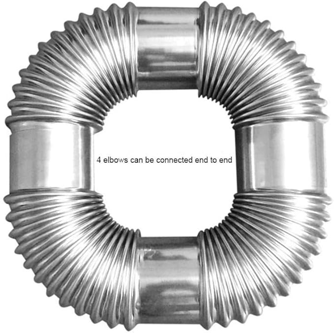 90 Degree Elbow Stove Pipe - 2.36 Inch Diameter Stainless Steel Chimney Flue Extension for Home Camping Wood Stoves Tent Ventilation Accessory‌