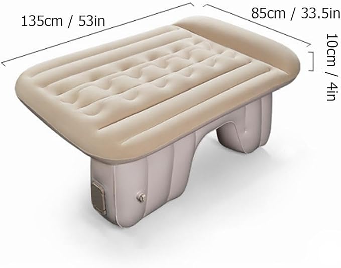 Inflatable Car Air Mattress Travel Bed, Thickened Car Camping Bed Sleeping Pad with Air Pump, Inflatable Pillows for Back Seat, Side Seat,Trunk Sleeping (Black 1set)
