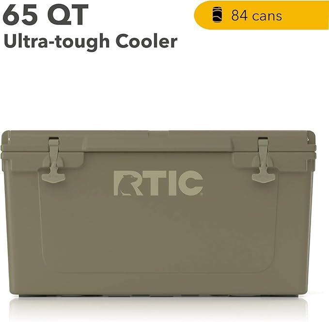 RTIC 65 QT Ultra-Tough Cooler Hard Insulated Portable Ice Chest Box for Beach, Drink, Beverage, Camping, Picnic, Fishing, Boat, Barbecue