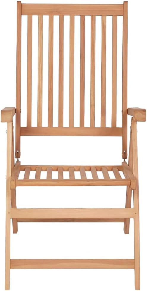 Reclining Patio Chairs 6 pcs,Bistro Table and Chairs Outdoor,Portable Camping Chair,Lawn Chair,Garden Chair,7 Reclining Positions,for Yard, Balcony, Porch, Solid Teak Wood