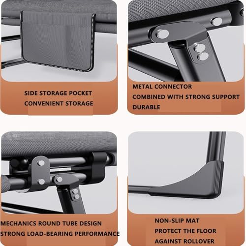Portable Folding Camping Cot, Adjustable 6-Position Adults Reclining Folding Chaise, Outdoor Patio Folding Lounge Chair Sleeping Cots Bed, Perfect for Camping, Pool, Beach, Patio Durable