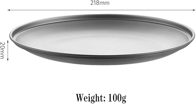 Titanium Shallow Plate - 218mm(8.6") Flat Camping Plate, 100g Lightweight Serving Tray, Ideal for Grilled Food & Breakfast, Stackable Metal Durable Dish RT028T