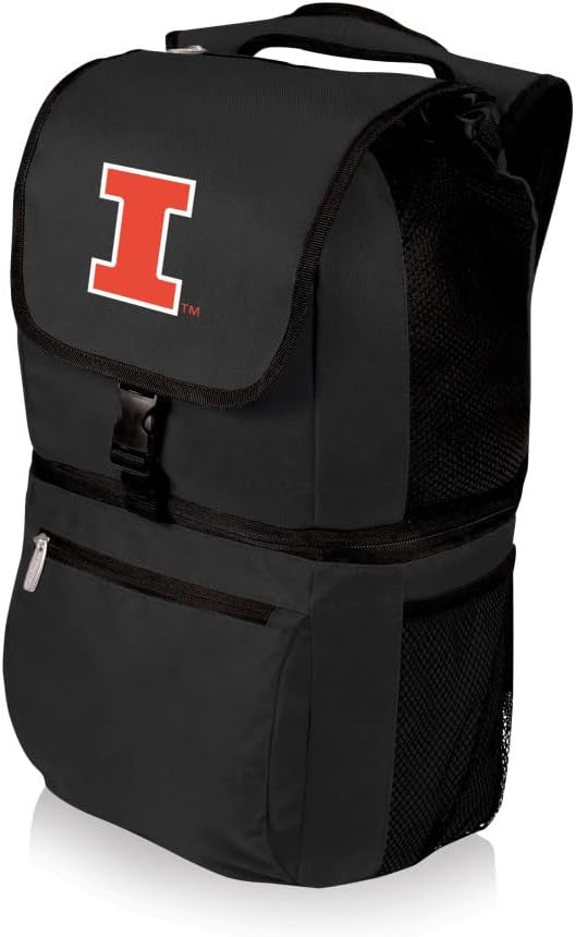PICNIC TIME NCAA Illinois Fighting Illini Zuma Backpack Cooler - Soft Cooler Backpack - Lunch Cooler, (Black)