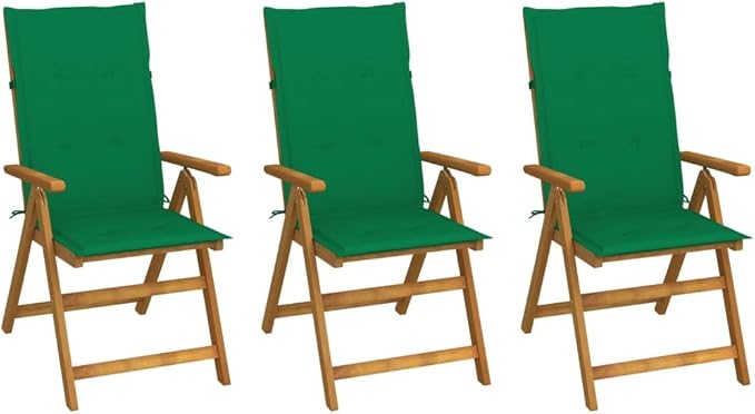 Folding Patio Chairs,Bistro Chair,Patio Funiture,Lawn Chairs,Armchair,Beach Chair,Camp Chair,Coffee Chair,for Outdoor,Fire Pit,Deck,Lawn,Outside,Garden,3 pcs with Cushions Solid Acacia Wood
