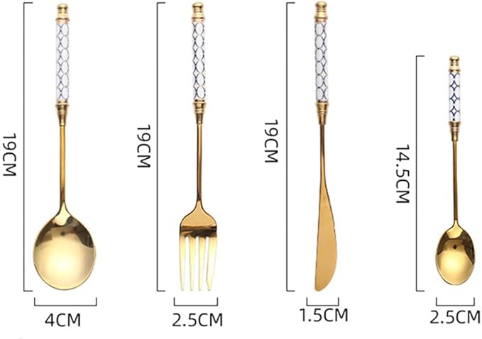 Luxury 24 Pieces Silverware Set for 6, Modern Unique Stainless Steel Gold Flatware Cutlery Set, Eating Tableware Utensils for Home Restaurant Wedding Party