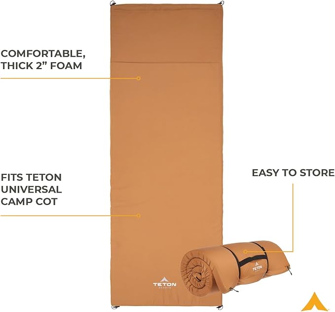 Teton Outfitter Canvas Camping Pad, Comfort Infused Sleeping Pad, Glamping Level Comfort with a Cloud Like Mattress, Perfect with Outfitter Camp Cots