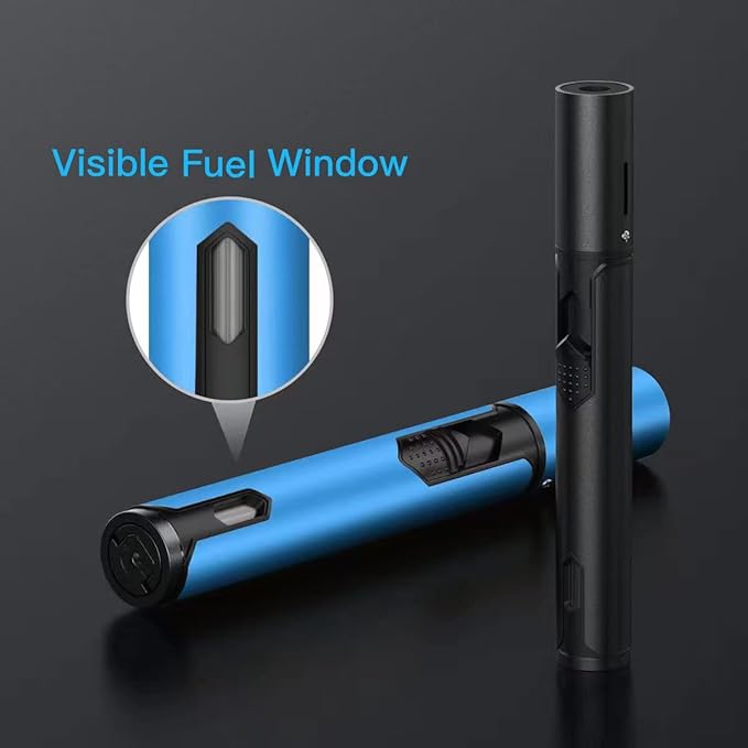 Torch Lighters 2 Pack Adjustable Jet Flame Butane Lighter, Refillable Gas Torch Lighter for Candles Grill BBQ Fireplaces Camping (Butane Not Included)
