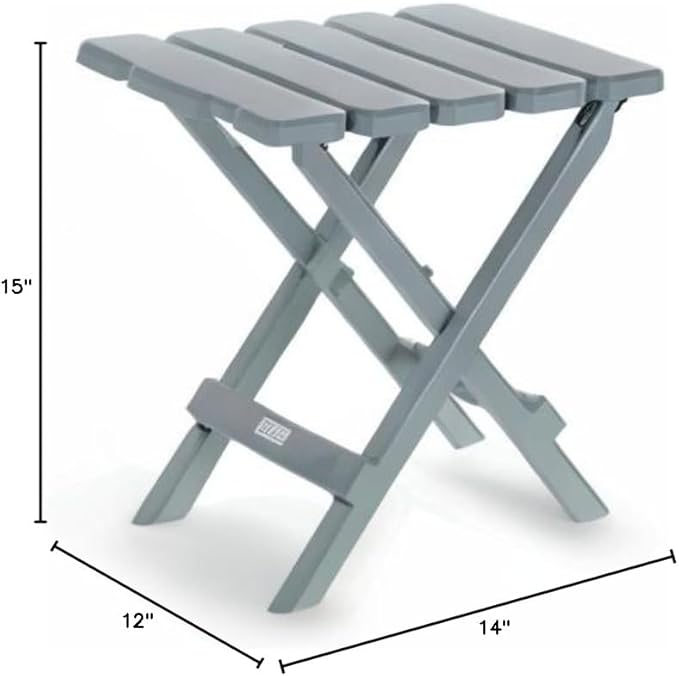 Camco 51682 Gray Regular Adirondack Portable Outdoor Folding Side Table, Perfect For The Beach, Camping, Picnics, Cookouts and More, Weatherproof and Rust Resistant