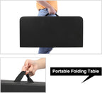 REDCAMP 34" Square Folding Card Table with Resin Top, Portable Fold in Half Small Card Tables with Collapsible Legs for Adults Indoor Outdoor Use, Black
