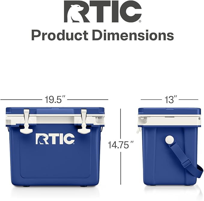RTIC Ultra-Light 22 Quart Hard Cooler Insulated Portable Ice Chest Box for Drink, Beverage, Beach, Camping, Picnic, Fishing, Boat, Barbecue, 30% Lighter Than Rotomolded Coolers