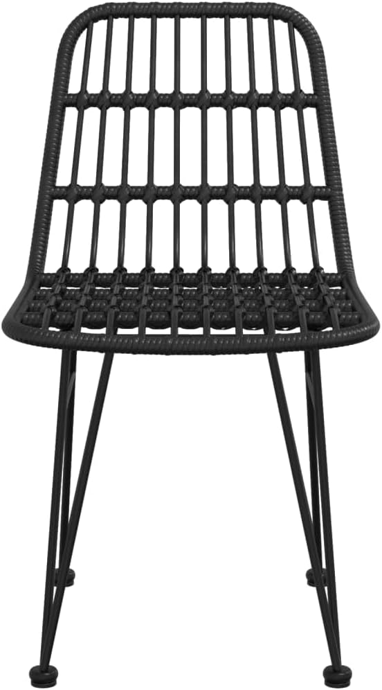 Patio Chairs 2 pcs Black ,Coffee Chair,Study Chair,Camping Chair,Barbecue Chairs,Bistro Chair,Lawn Chairs,Balcony Chairs,for Outdoor,Fire Pit,Deck,Lawn,Outside,Garden,18.9"x24.4"x33.1" PE Rattan