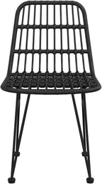 Patio Chairs 2 pcs Black ,Coffee Chair,Study Chair,Camping Chair,Barbecue Chairs,Bistro Chair,Lawn Chairs,Balcony Chairs,for Outdoor,Fire Pit,Deck,Lawn,Outside,Garden,18.9"x24.4"x33.1" PE Rattan