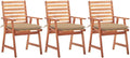 Patio Dining Chairs 3 pcs,Lawn Chair,Camping Chair,Garden Chair,Featuring Slatted Design,Waterproof Cushion,Each Cushion Features 2 Sets of Ropes, with Cushions Solid Acacia Wood