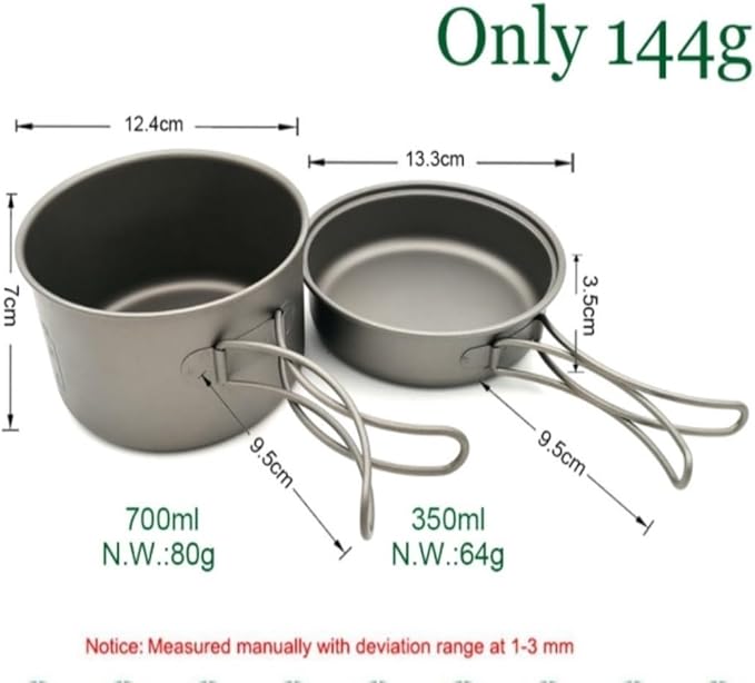 Camping Cookware Bowls Camping Cookware Set Camping Pot Outdoor Pan Outdoor Cooking Tableware with Foldable Handles Mesh Sack Survival Gear