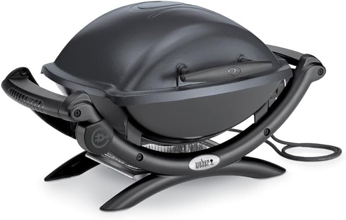 Weber Q1400 Electric Grill, Gray – Portable 1560‑Watt Outdoor Electric BBQ with Porcelain‑Enameled Cast‑Iron Grates – Compact Balcony & Patio Grill with Infinite Control Settings