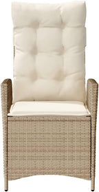 Reclining Patio Chair with Cushions Beige Poly Rattan Porch Chairs Camping Chairs Patio Chairs Living Room Chairs for Dining Patio Bedroom Outdoor