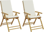 Folding Patio Reclining Chairs 2 pcs with Cushions Bamboo Lounge Chair Camping Chair Lawn Chairs Living Room Chairs for Bedroom Patio Outdoor Dining