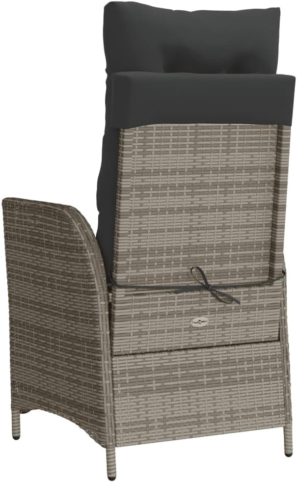 Reclining Patio Chairs 2 pcs with Footrest Gray Poly Rattan Porch Chairs Camping Chairs Patio Chairs Living Room Chairs for Dining Patio Bedroom Outdoor