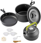 Camping Cookware Set Aluminum Nonstick Portable Outdoor Tableware Kettle Pot Cookset Cooking Pan Bowl for Hiking BBQ Picnic