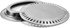 Korean Style Stovetop,Stainless Steel Non-Stick Roasting Round Barbecue Grill Pan for Indoor Outdoor Camping BBQ, Cooking Delicious Roasting Food(30cm x 30cm x 2.8cm)