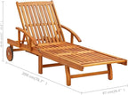 Patio Sun Lounger with Table and Cushion Solid Acacia Woodpatio Tanning Chair Camping Chairs Recliner Suitable for Garden Courtyard