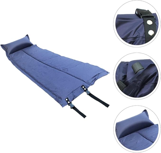 LOGOFUN Inflatable Camping Mat with Pillow Foldable Lightweight Portable Waterproof Sleeping Pad for Outdoor Travel Hiking Backpacking