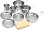 8PCS/Set Camping Cookware Kit Outdoor Aluminum Cooking Set Water Kettle Travelling Picnic BBQ Tableware Portable Bowls