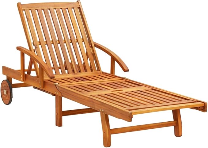 Sun Loungers 2 pcs Solid Acacia Woodrecliner Camping Chairs Patio Tanning chairSuitable for Garden Courtyard