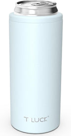 TILUCK Skinny Can Cooler for Slim Beer & Hard Seltzer, Stainless Steel, Doucle-Walled Stainless Steel Insulated Slim Cans, Standard 12 oz (Frosted Sky)