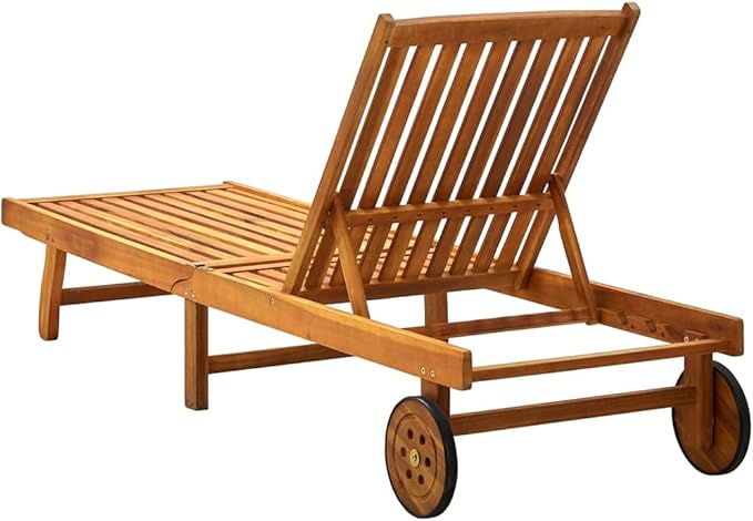 Zero Gravity Chair Camping chairPatio Sun Lounger with Cushion Solid Acacia WoodSuitable for Gardens, courtyards, and patios