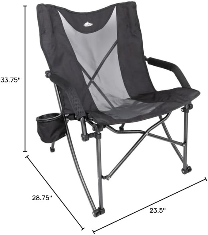 Cascade Mountain Tech Heavy Duty Folding Camp Chair, Black