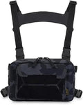 Genérico Tactical Chest Rig Backpack Camping Recon Kit Bag Vest Front Pouch Daypack,Compatible For Hiking Fishing Lure(Style 1 Black Camo)