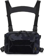 Genérico Tactical Chest Rig Backpack Camping Recon Kit Bag Vest Front Pouch Daypack,Compatible For Hiking Fishing Lure(Style 1 Black Camo)