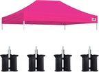 Eurmax USA Pop Up Canopy Top Gazebo Tent Cover Replacement Top Only,Bonus 4PC Pack Weight Bag (10x15, Pink)
