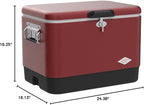 Coleman Vintage 54qt Steel Belted Cooler, Keeps Ice Up to 4 Days, 85-Can Capacity Hard Cooler with Drain & Have-A-Seat Lid