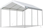 ADVANCE OUTDOOR 10x20 ft Heavy Duty Carport, Adjustable Height Garage Car Canopy Party Tent Boat Shelter, White