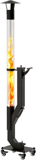 yoyomax Pellet Patio Heater, Outdoor Wood Pellet Fire Pit, Portable Rocket Stove with Ash Tray and Rain Cap for Backyard Camping Garden Balcony, PH08PRO