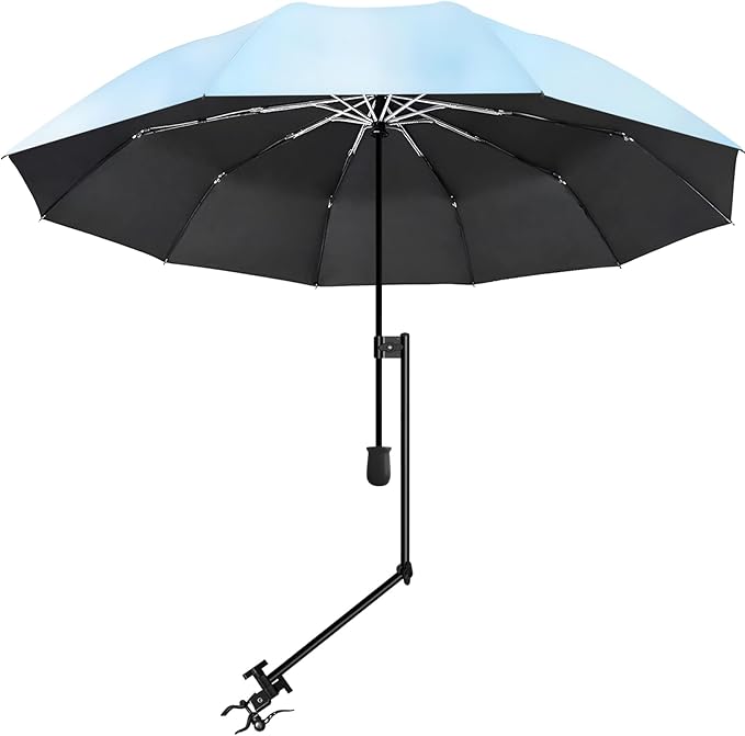 UPF 50+ UV Protection Beach Umbrella with Adjustable Universal Clamp