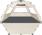 WhiteFang Deluxe Pop Up Beach Tent Sun Shade Shelter for 3-4/5-6 Person, UV Protection, Extendable Floor with 3 Ventilating Windows Plus Carrying Bag, Stakes, and Guy Lines