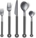 mono Ring Flatware Sets in Black, White, Blue and Grey (Grey, 5pc Set)