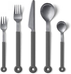 mono Ring Flatware Sets in Black, White, Blue and Grey (Grey, 5pc Set)