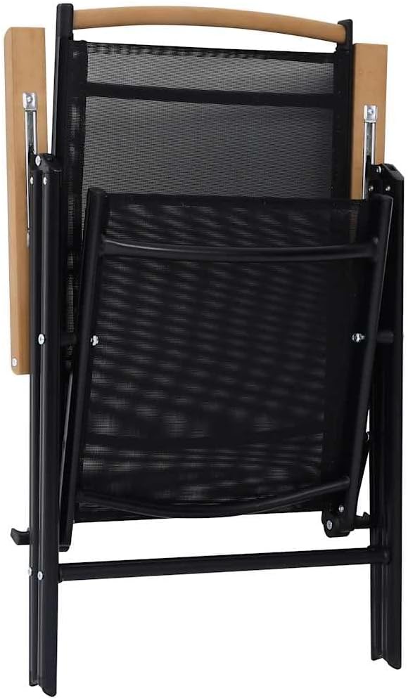 6-Pack Black Folding Patio Chairs, 25.6"x22.8"x42.9" Textilene Zero Gravity Outdoor Lounge Seats with Adjustable Backrest, Lightweight Camp Chairs for Garden Balcony Terrace