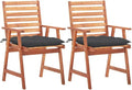 Patio Dining Chairs 2 pcs,Lawn Chair,Camping Chair,Garden Chair,Featuring Slatted Design,Waterproof Cushion,Each Cushion Features 2 Sets of Ropes, with Cushions Solid Acacia Wood