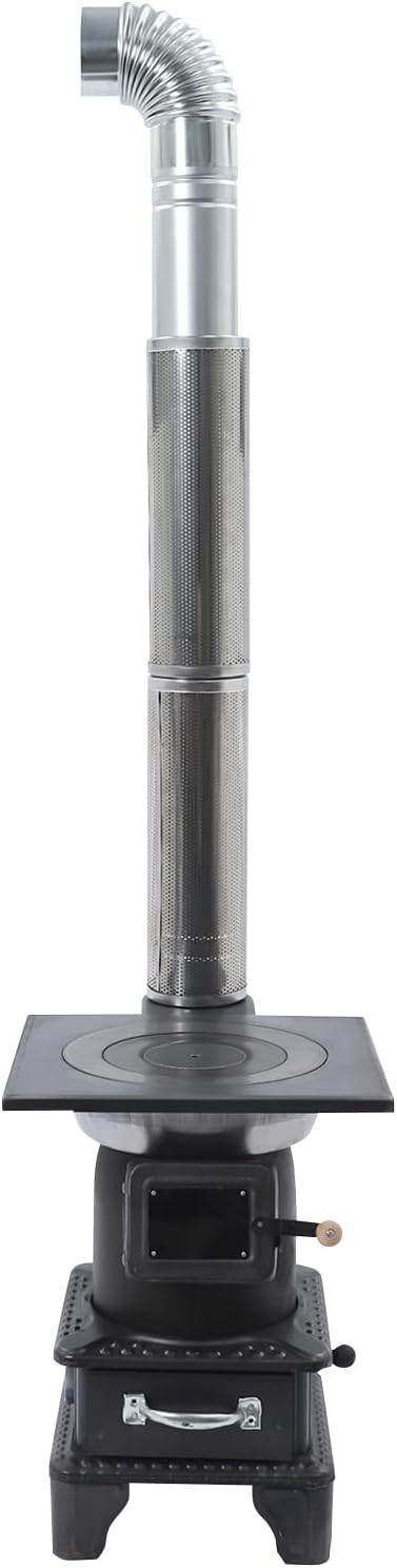 CNCEST Wood Burning Stove with Chimney Pipes,Cast Iron Cast Iron Portable Hot Tent Stove,6m/19.69ft Smoke Sleeve,Wood Stove Heating and Cooking for Camping,Tents,Cooking and Travel (TypeC)
